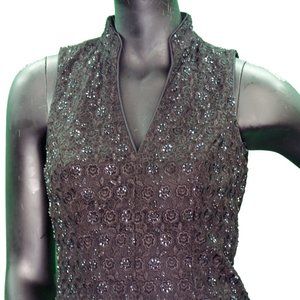 INC Black Beaded Sleeveless Top Size 4
